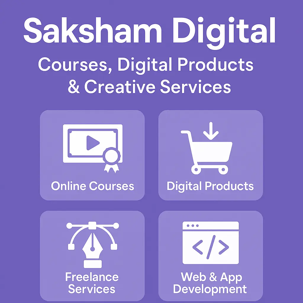 Saksham Digital – Courses, Products and Creative Services Banner